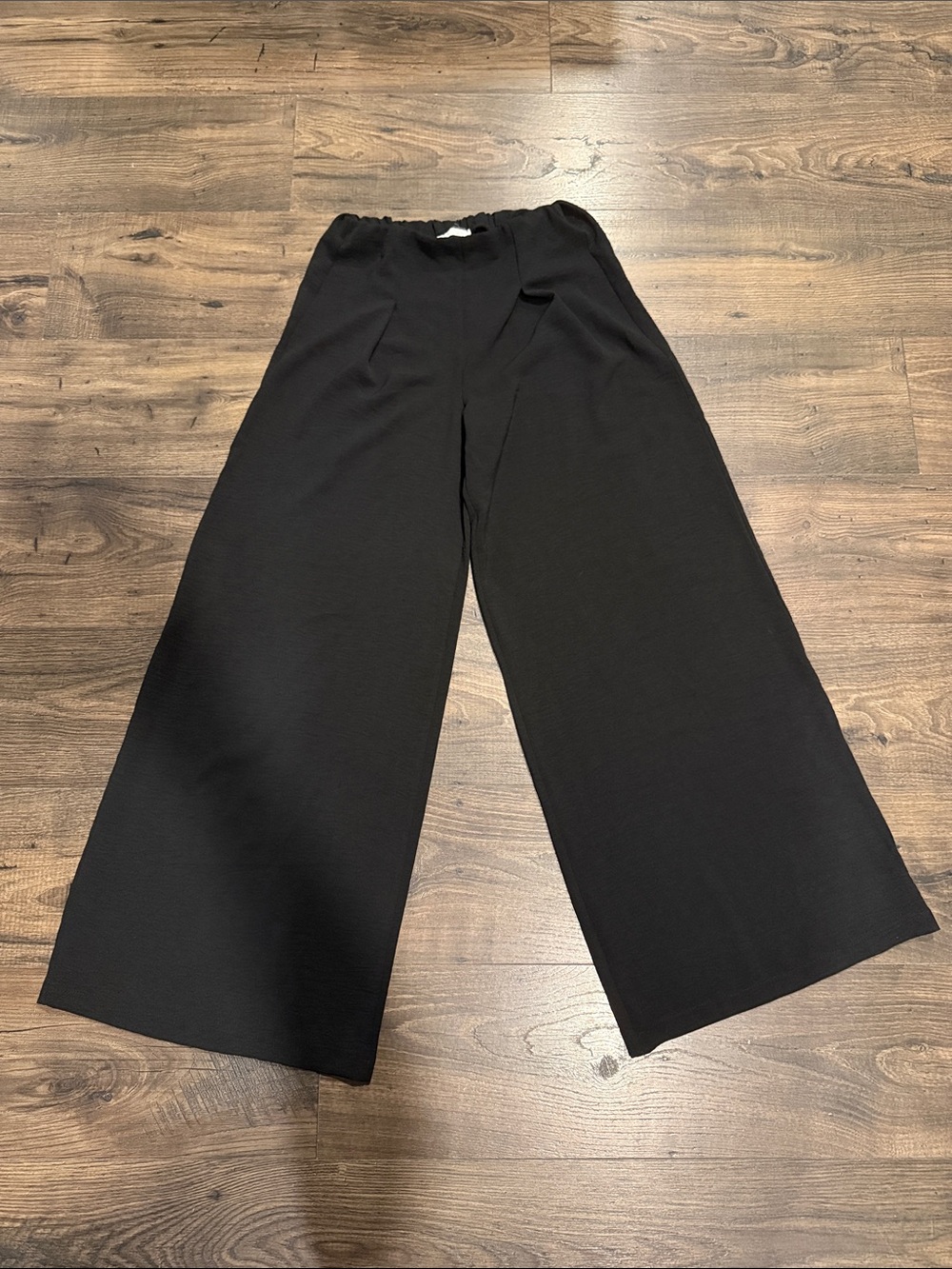 Zara Wide Leg Black Pleated Elastic Pants